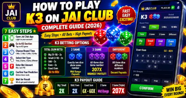 How to Play K3 on Jai Club – Complete Guide, Rules & Payouts
